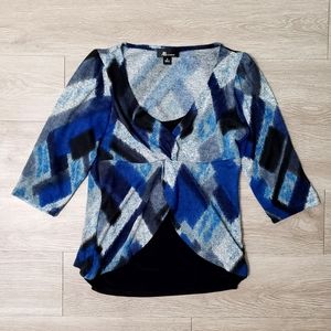 Black blue grey size Small faux  wrap top career AB Studio office work